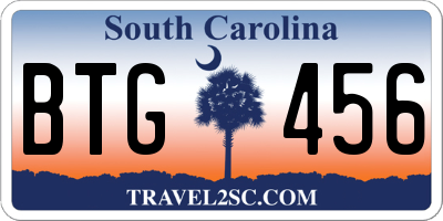 SC license plate BTG456