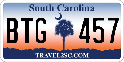 SC license plate BTG457