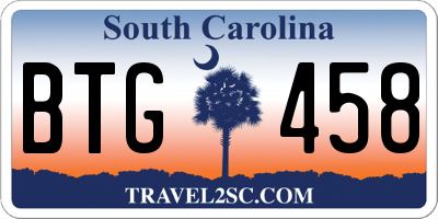 SC license plate BTG458