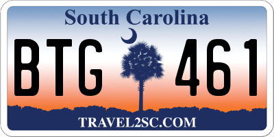 SC license plate BTG461