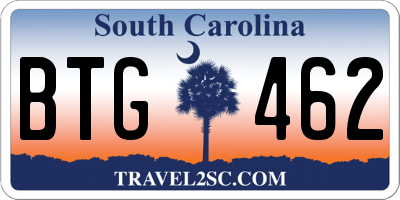 SC license plate BTG462