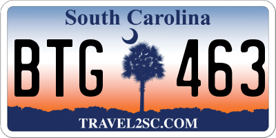 SC license plate BTG463