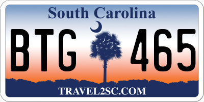 SC license plate BTG465