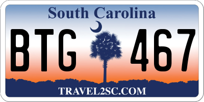 SC license plate BTG467