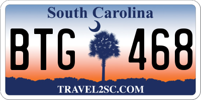 SC license plate BTG468