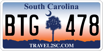 SC license plate BTG478