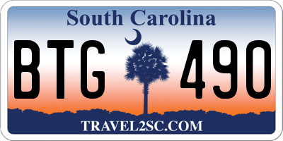 SC license plate BTG490