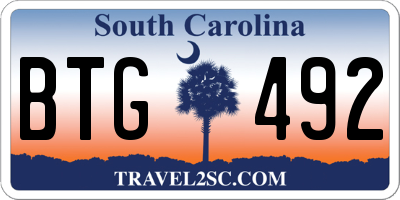SC license plate BTG492