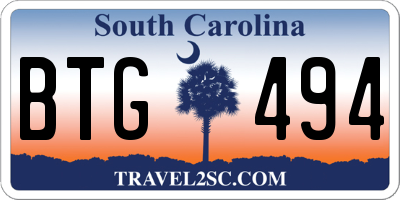 SC license plate BTG494
