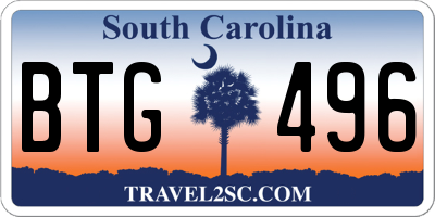 SC license plate BTG496