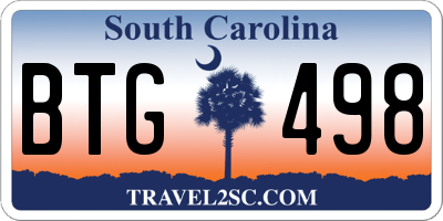 SC license plate BTG498