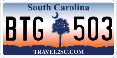 SC license plate BTG503