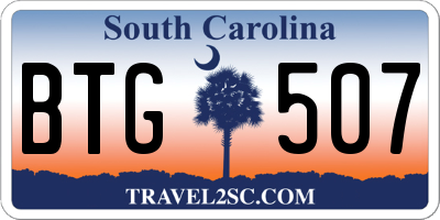 SC license plate BTG507