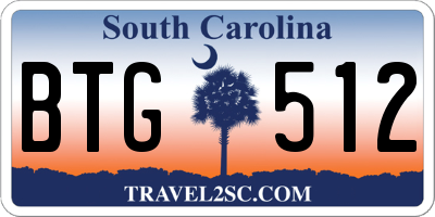 SC license plate BTG512