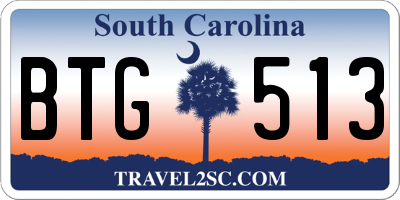 SC license plate BTG513