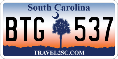SC license plate BTG537