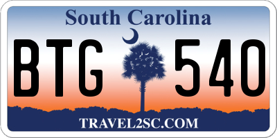 SC license plate BTG540