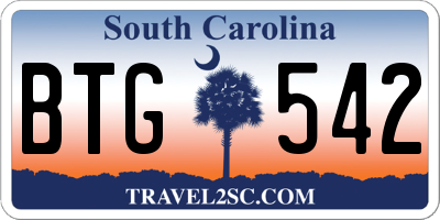 SC license plate BTG542
