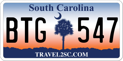 SC license plate BTG547