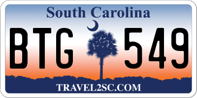 SC license plate BTG549
