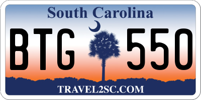 SC license plate BTG550