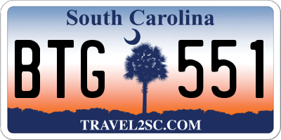 SC license plate BTG551