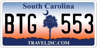 SC license plate BTG553