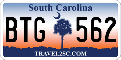 SC license plate BTG562