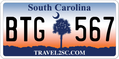 SC license plate BTG567