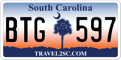 SC license plate BTG597