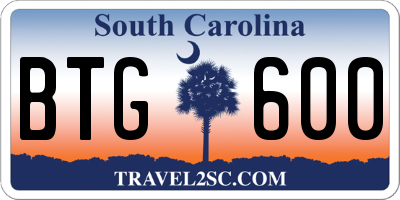 SC license plate BTG600
