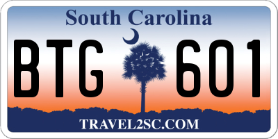 SC license plate BTG601
