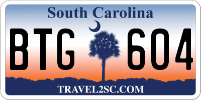 SC license plate BTG604