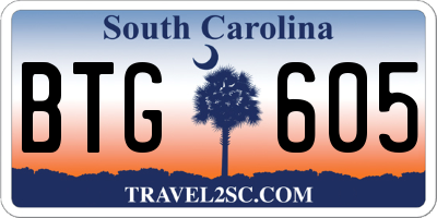 SC license plate BTG605
