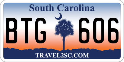 SC license plate BTG606