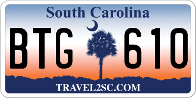 SC license plate BTG610