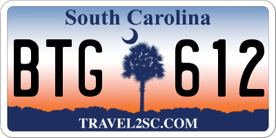 SC license plate BTG612