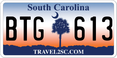 SC license plate BTG613