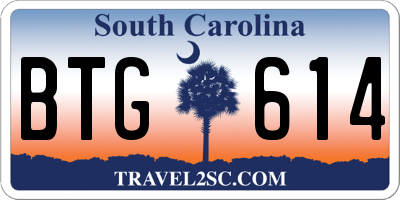 SC license plate BTG614
