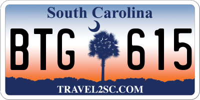 SC license plate BTG615