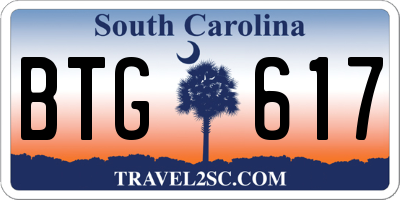 SC license plate BTG617