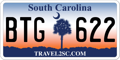 SC license plate BTG622