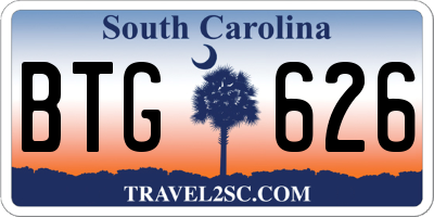 SC license plate BTG626