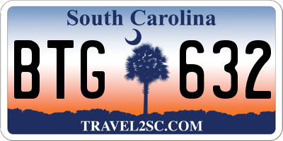SC license plate BTG632