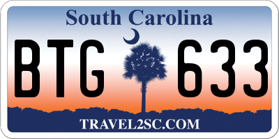 SC license plate BTG633
