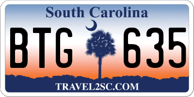 SC license plate BTG635
