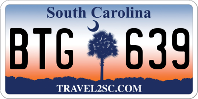 SC license plate BTG639