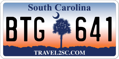 SC license plate BTG641