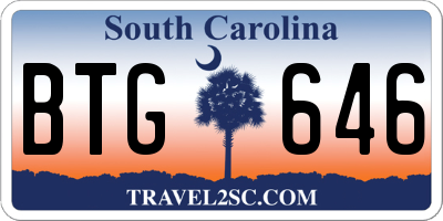 SC license plate BTG646