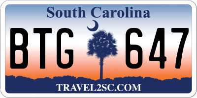 SC license plate BTG647